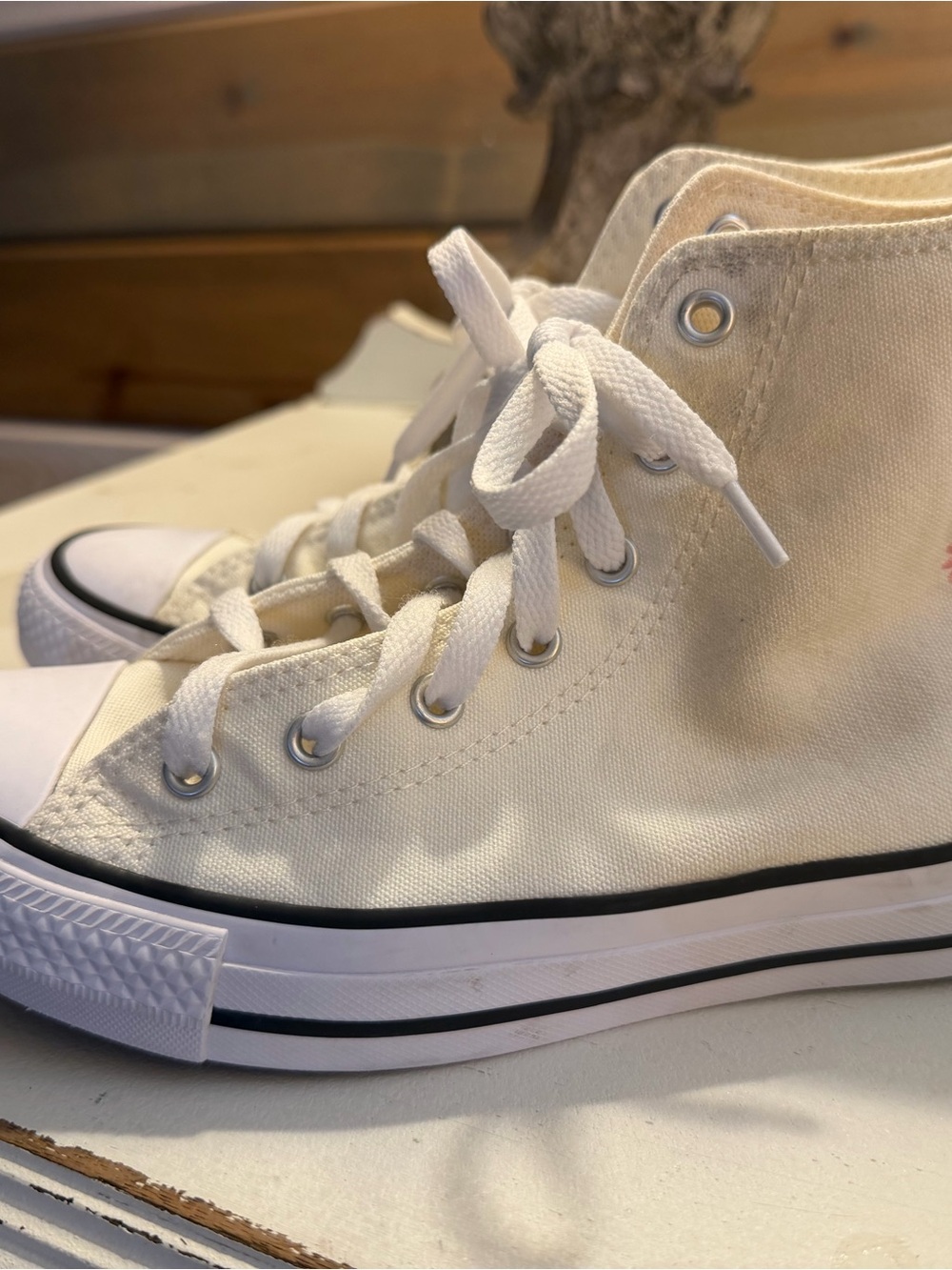 Converse High-Top Canvas Sneakers in Off-White